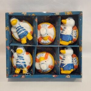 Schwimmkerzen Nautical Floating Duck Candles Set of 6 Blue White SOS Life Ring